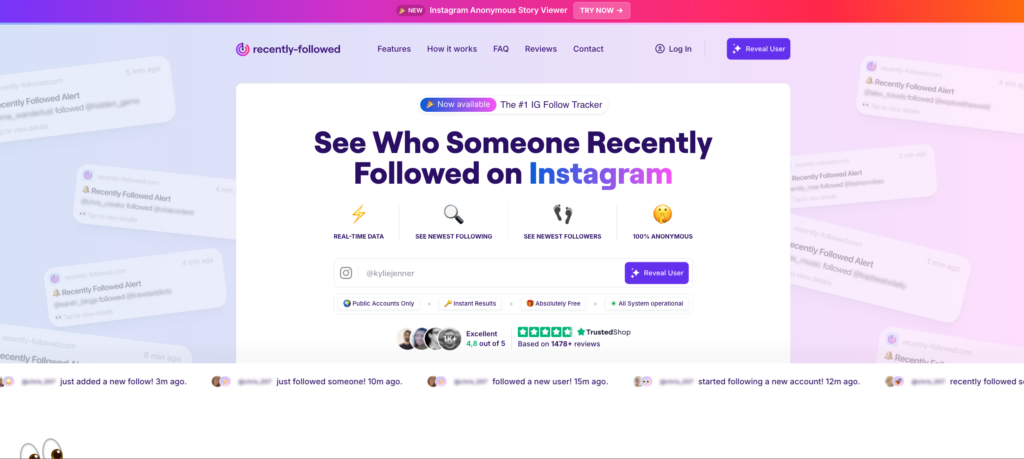Recently-Followed; anonymous viewer